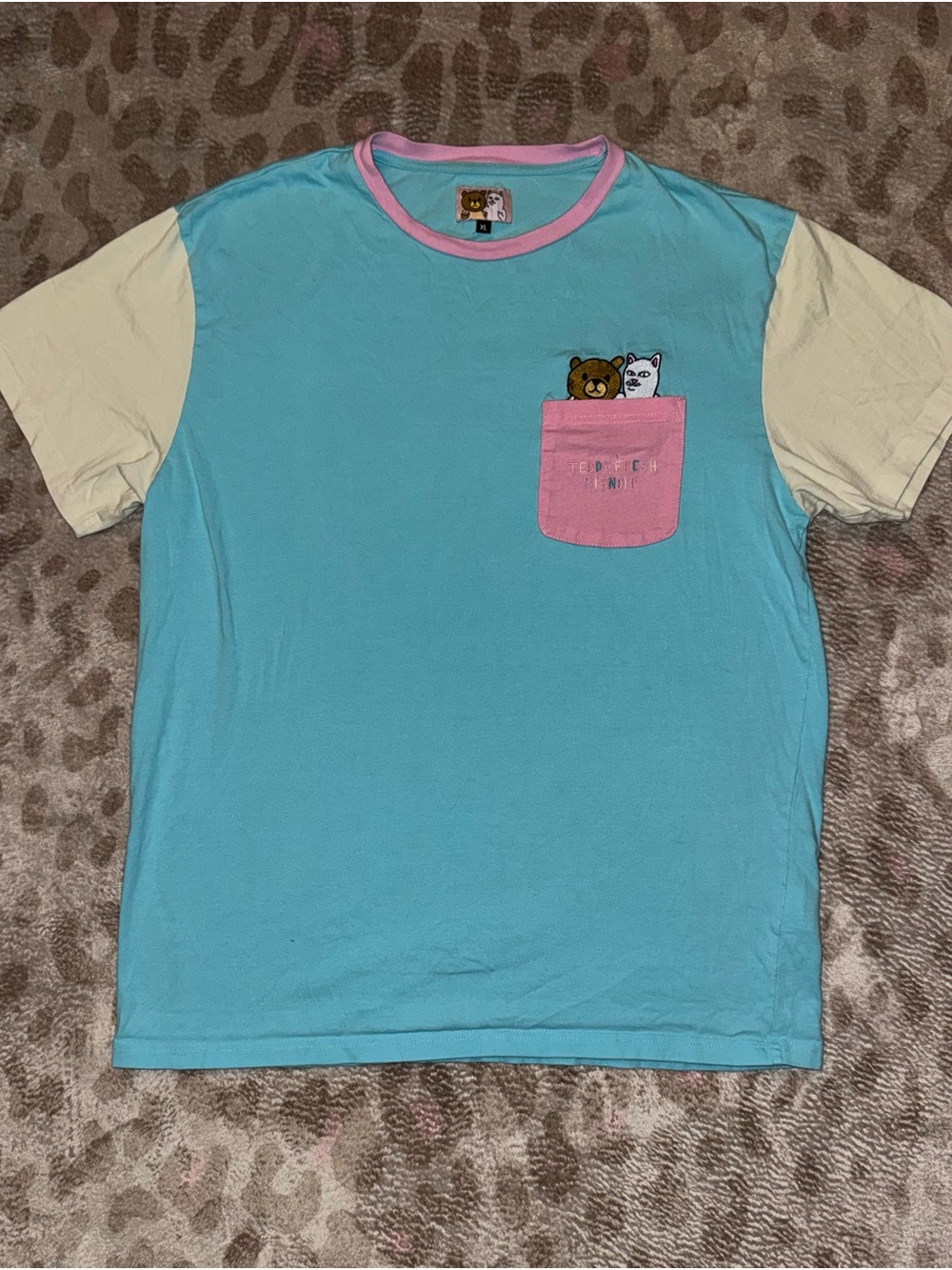 Teddy Fresh x RIPNDIP Color Block BFF Embroidered Pocket T-Shirt